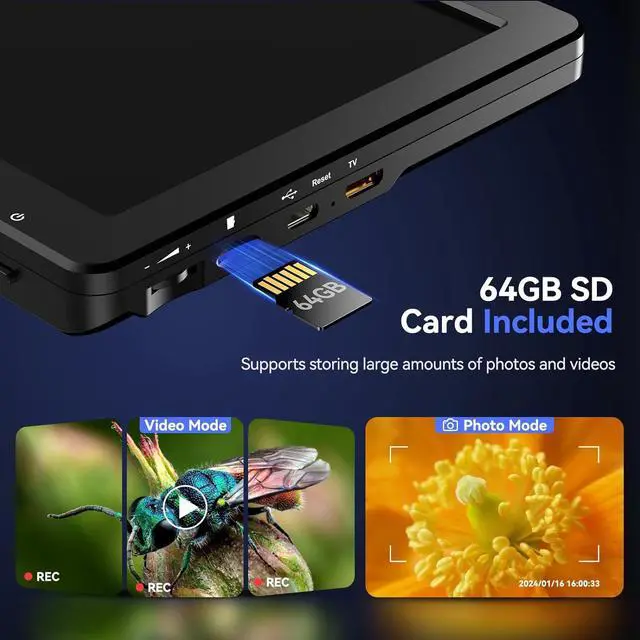 Alt view image 5 of 7 - DM9 Max 10.1" HD IPS HDMI Digital Microscope 1500X, 20MP Coin Microscope Magnifier for Error Coins with Screen, LCD Soldering Microscope for Adults, 10 LED Lights, PC/TV Compatible, 64GB