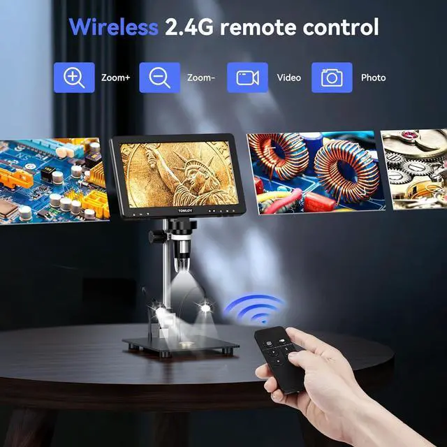 Alt view image 7 of 7 - DM9 Max 10.1" HD IPS HDMI Digital Microscope 1500X, 20MP Coin Microscope Magnifier for Error Coins with Screen, LCD Soldering Microscope for Adults, 10 LED Lights, PC/TV Compatible, 64GB