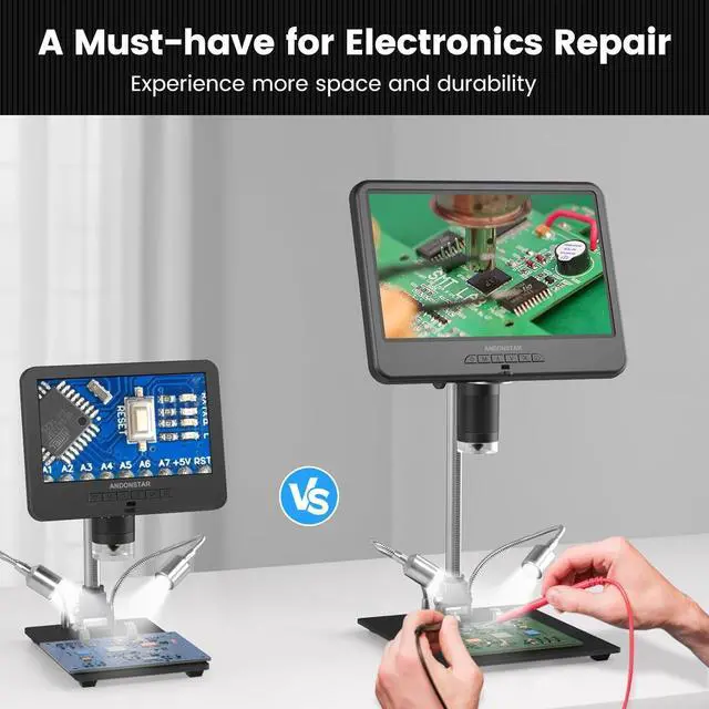 Alt view image 3 of 7 - AD210 10.1 Inch LCD Digital Microscope for Adults, Soldering Microscope for Electronics Repair, Coin Microscope Camera Full View for Error Coins with Light, Biological Slides Kit, 32G Card