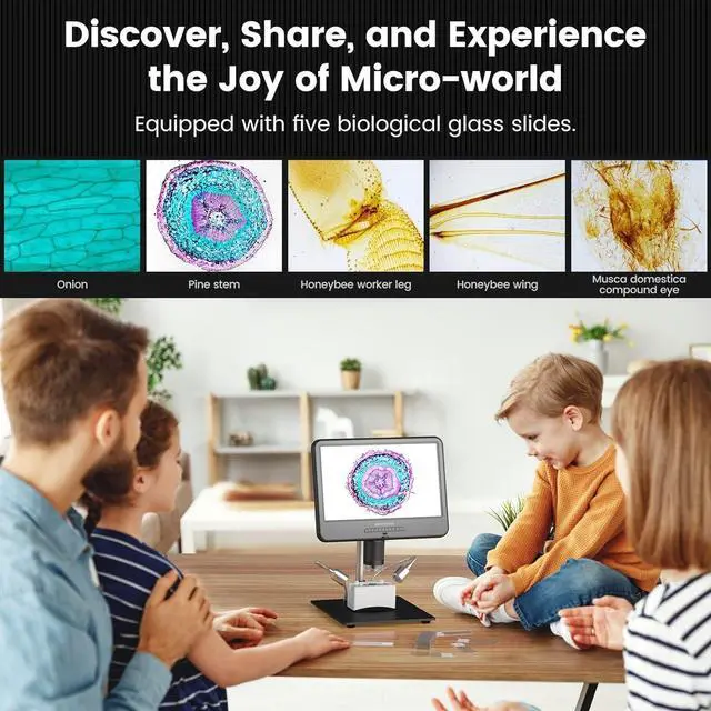 Alt view image 5 of 7 - AD210 10.1 Inch LCD Digital Microscope for Adults, Soldering Microscope for Electronics Repair, Coin Microscope Camera Full View for Error Coins with Light, Biological Slides Kit, 32G Card