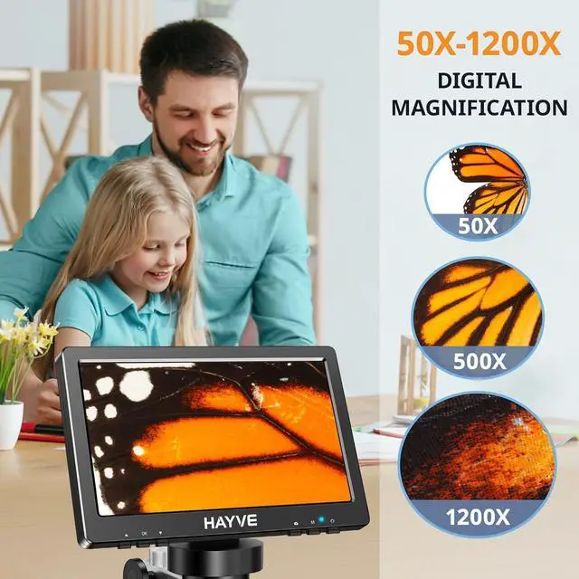 Alt view image 4 of 7 - LCD Digital Microscope, 1200X Magnification for Coin PCB Circuit Repair Soldering, 12MP Camera Sensor Coin Microscope32GB TF CardWired Remote, 10 LED Light, Compatible with Windows/Mac OS