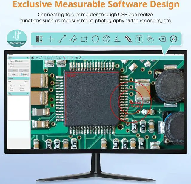 Alt view image 7 of 7 - LCD Digital Microscope, 1200X Magnification for Coin PCB Circuit Repair Soldering, 12MP Camera Sensor Coin Microscope32GB TF CardWired Remote, 10 LED Light, Compatible with Windows/Mac OS