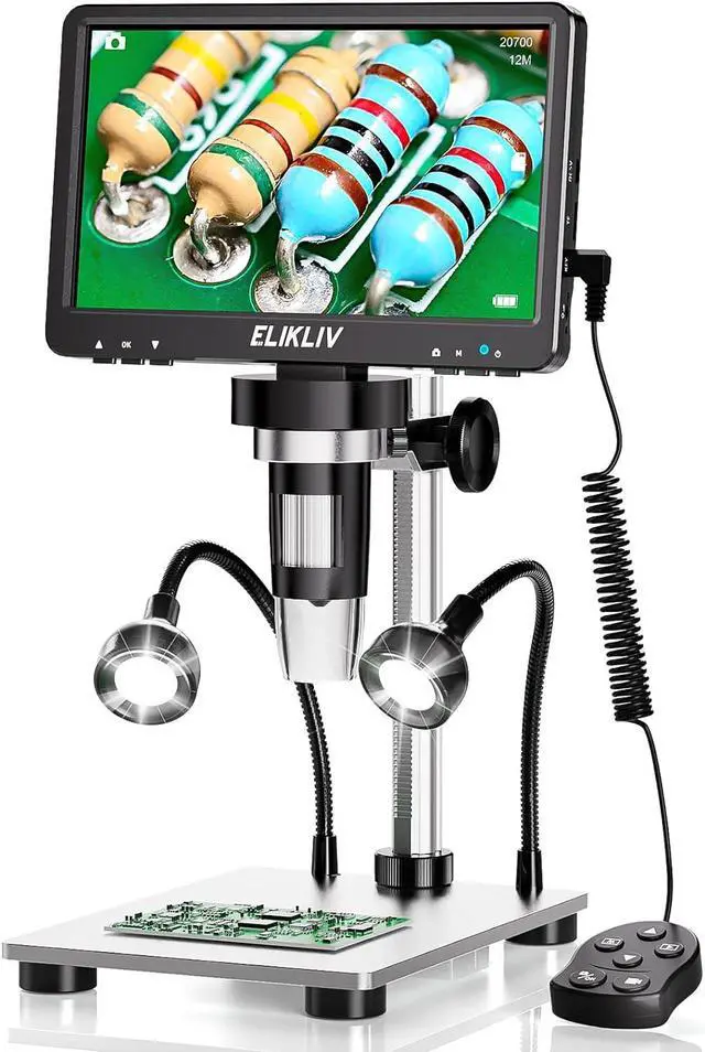 Main image of EDM9 7'' LCD Digital Microscope 1200X, 1080P Coin Microscope with 12MP Camera Sensor, 10 LED Lights - Microscope for Adults, Windows/Mac OS Compatible