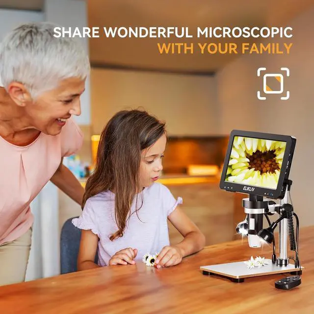 Alt view image 3 of 7 - EDM9 7'' LCD Digital Microscope 1200X, 1080P Coin Microscope with 12MP Camera Sensor, 10 LED Lights - Microscope for Adults, Windows/Mac OS Compatible