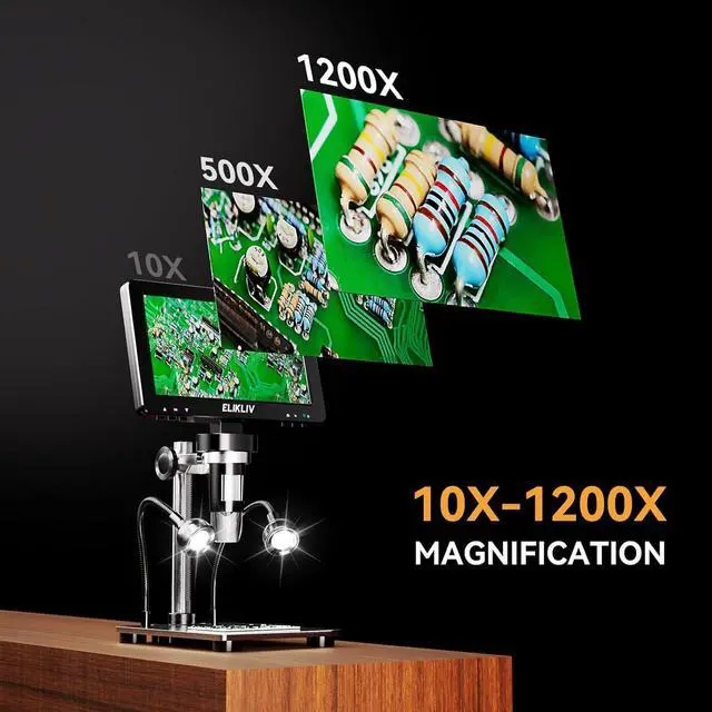 Alt view image 4 of 7 - EDM9 7'' LCD Digital Microscope 1200X, 1080P Coin Microscope with 12MP Camera Sensor, 10 LED Lights - Microscope for Adults, Windows/Mac OS Compatible