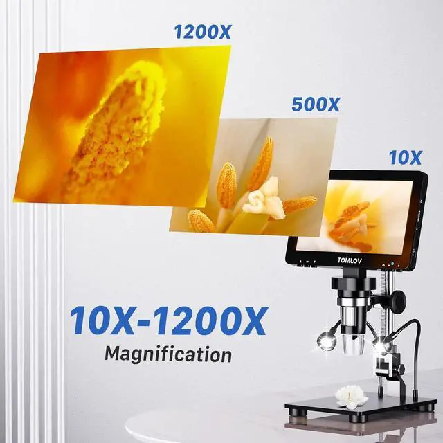 Alt view image 3 of 7 - DM9 Pro 7" HDMI Digital Microscope 1200X with IPS Screen, 1080P 16MP Coin Microscope Magnifier for Entire Coin View, LCD Soldering Microscope for Adult, 10 LED Lights, PC/TV Compatible, 32GB