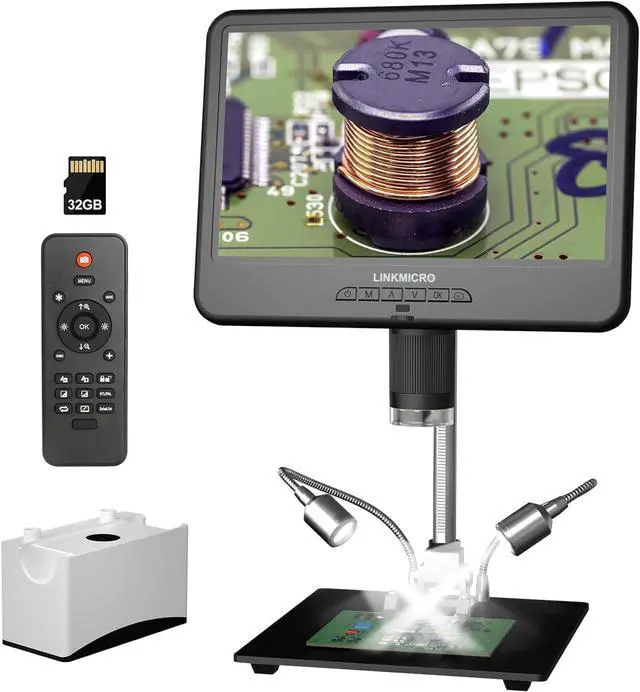 Main image of LM210 10.1'' LCD Coin Digital Microscope Full View for Error Coins, Soldering Microscope Camera for Electronics Repair, 260X Adults Coin Magnifier with Lights, [12'' Microscope Stand] 32G