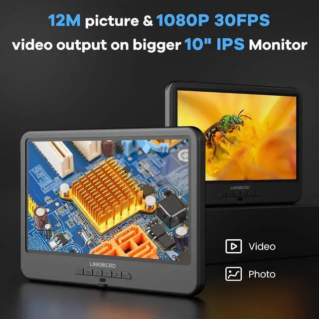 Alt view image 6 of 7 - LM210 10.1'' LCD Coin Digital Microscope Full View for Error Coins, Soldering Microscope Camera for Electronics Repair, 260X Adults Coin Magnifier with Lights, [12'' Microscope Stand] 32G