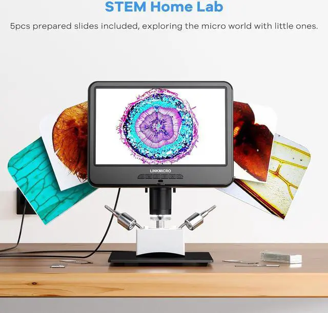Alt view image 5 of 7 - LM210 10.1'' LCD Coin Digital Microscope Full View for Error Coins, Soldering Microscope Camera for Electronics Repair, 260X Adults Coin Magnifier with Lights, [12'' Microscope Stand] 32G