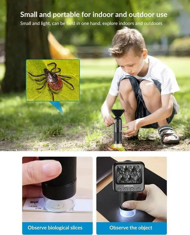 Alt view image 7 of 7 - Digital Microscope, 800X HD Digital Microscope for Adults, with 2" LCD Screen Pocket Microscope for Kids, USB Lab Handheld Digital Microscopes Equipment, with 32GB SD Card