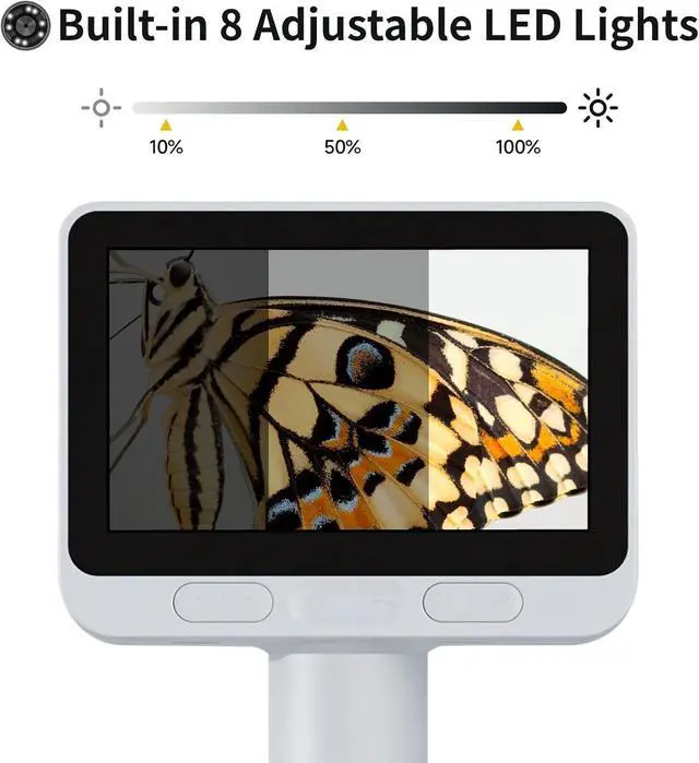 Alt view image 4 of 7 - Microscope, Portable Digital Pocket Microscope for Kids 3-12, Handheld Mini Kids Microscope with 4.0" IPS Screen, Coin Microscope with 8 LED Lights Compatible with iPhone Android Computer