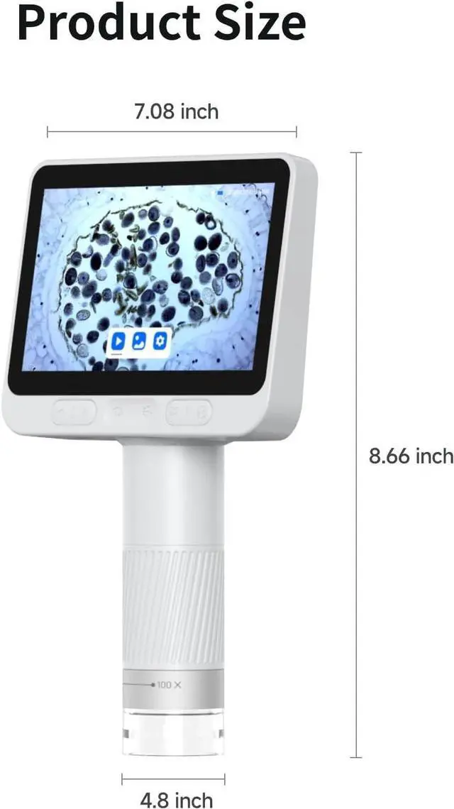 Alt view image 7 of 7 - Microscope, Portable Digital Pocket Microscope for Kids 3-12, Handheld Mini Kids Microscope with 4.0" IPS Screen, Coin Microscope with 8 LED Lights Compatible with iPhone Android Computer