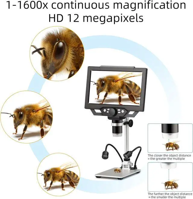 Alt view image 3 of 7 - 4.3 inch IPS Digital Microscope,1080P 50-1000X Magnification Handheld Digital Microscope with 32g TF Card,8 LED Light,Rechargeable Battery Microscope for Coins/Plant/Rock/PCB Soldering