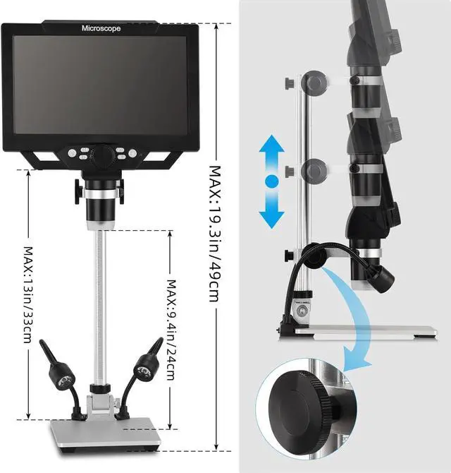 Alt view image 7 of 7 - 4.3 inch IPS Digital Microscope,1080P 50-1000X Magnification Handheld Digital Microscope with 32g TF Card,8 LED Light,Rechargeable Battery Microscope for Coins/Plant/Rock/PCB Soldering