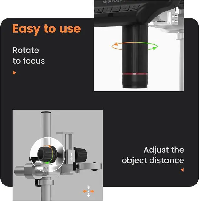 Alt view image 6 of 7 - AD407 Pro 3D HDMI Soldering Digital Microscope with Pro Metal Stand 4MP UHD and 7 inch Adjustable LCD Screen USB Video Microscopes for Phone Repairing SMT SMD DIY