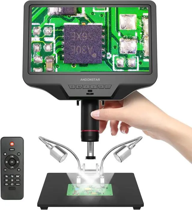 Main image of AD409 HDMI Digital Microscope, 10.1 inch LCD Screen Soldering Microscope, 300X USB Electronic Microscope Camera for Professional PCB Soldering, Coin Collection, Supports Windows PC