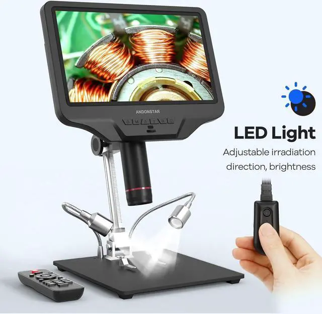 Alt view image 4 of 7 - AD409 HDMI Digital Microscope, 10.1 inch LCD Screen Soldering Microscope, 300X USB Electronic Microscope Camera for Professional PCB Soldering, Coin Collection, Supports Windows PC