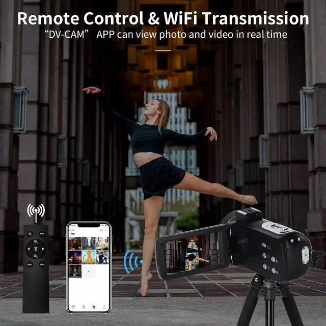 Alt view image 4 of 7 - 4K Video Camera Camcorder with Microphone, 56MP 18X Digital Zoom 3.0" IPS Touch Screen Handheld Digital Camcorder, 270° Rotation IR Night Vision Vlogging Camera for YouTube