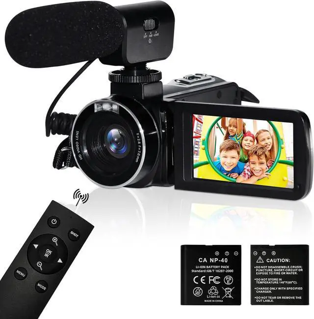 Alt view image 7 of 7 - 4K Video Camera Camcorder with Microphone, 56MP 18X Digital Zoom 3.0" IPS Touch Screen Handheld Digital Camcorder, 270° Rotation IR Night Vision Vlogging Camera for YouTube