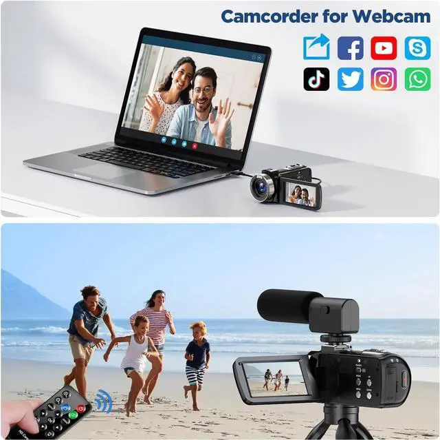 Alt view image 3 of 6 - Video Camera Camcorder 4K 42MP YouTube Vlogging Camera 18X Digital Zoom 3 270° Rotation Screen vlog Camera with Microphone, Remote Control, 2 Batteries, Lens Hood, 32G SD Card