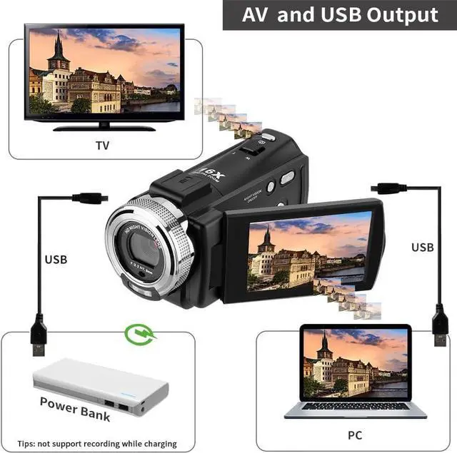 Alt view image 7 of 7 - HDV-V12 HD 1080P Video Camera Recorder Infrared Night Vision Camera Camcorders with 16G SD Card and 2 Batteries