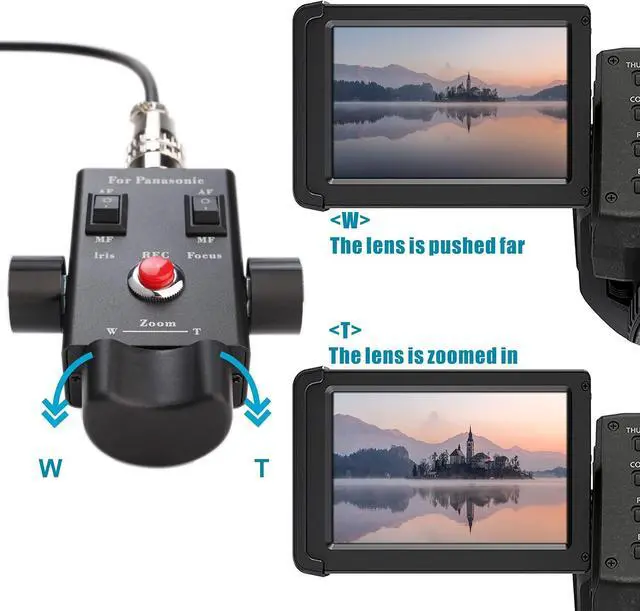 Alt view image 3 of 7 - Camcorder Zoom Controller, Remote Control Zoom, Iris, and Focus Control + 2.5mm and 3.5mm Jack Cable for Panasonic HC-X1 HC-PV100 AG-UX90 AG-UX180 HC-X1000 AG-AC30 AG-AC90 AU-EVA1 Camera.