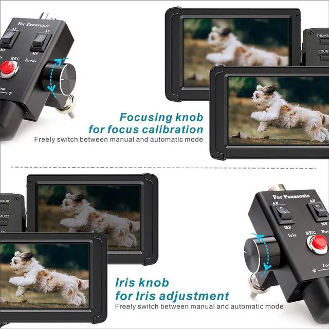 Alt view image 5 of 7 - Camcorder Zoom Controller, Remote Control Zoom, Iris, and Focus Control + 2.5mm and 3.5mm Jack Cable for Panasonic HC-X1 HC-PV100 AG-UX90 AG-UX180 HC-X1000 AG-AC30 AG-AC90 AU-EVA1 Camera.