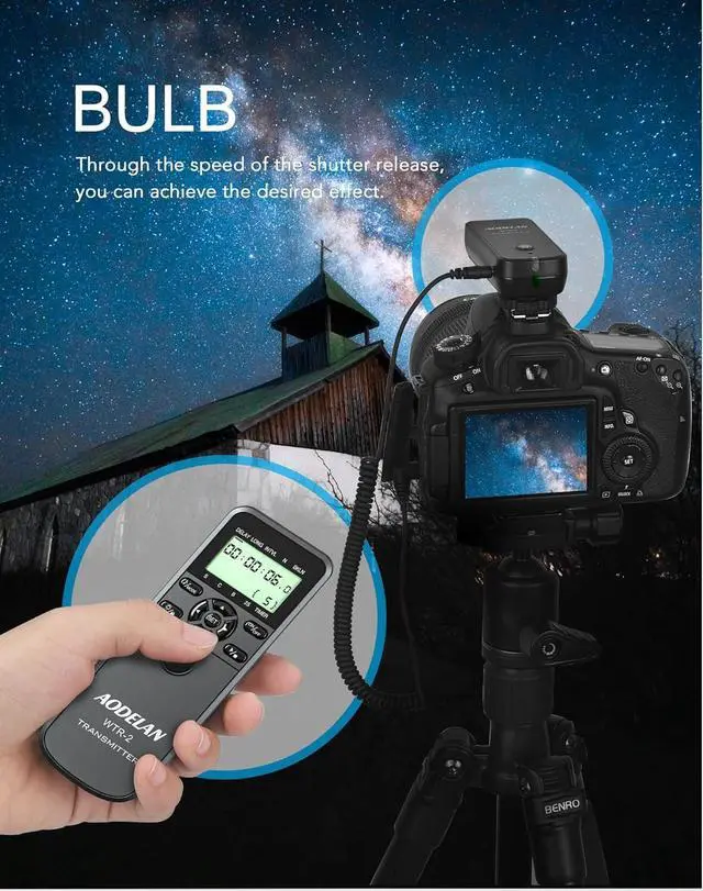 Alt view image 3 of 7 - Camera Wireless Remote Shutter Release, Long Exposure Timelapse Remote Control Compatible with  6D Mark II 7D 7D Mark II 5D Mark IV; Replaces  RS-80N3 Shutter Release Cords