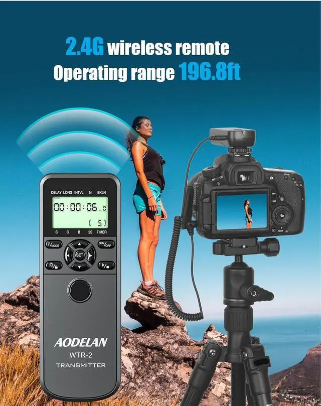 Alt view image 4 of 7 - Camera Wireless Remote Shutter Release, Long Exposure Timelapse Remote Control Compatible with  6D Mark II 7D 7D Mark II 5D Mark IV; Replaces  RS-80N3 Shutter Release Cords