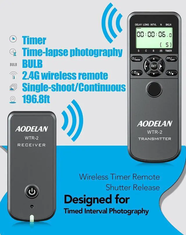 Alt view image 5 of 7 - Camera Wireless Remote Shutter Release, Long Exposure Timelapse Remote Control Compatible with  6D Mark II 7D 7D Mark II 5D Mark IV; Replaces  RS-80N3 Shutter Release Cords