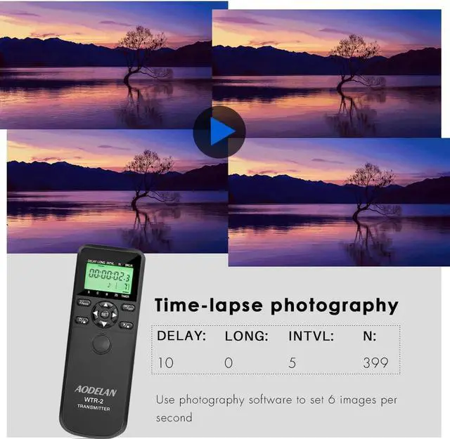 Alt view image 7 of 7 - Wireless Shutter Camera Remote Control Timer Intervalometer with for  a7 III, a7 II, a7, a7R III, a9, a6000, a6300, a5100