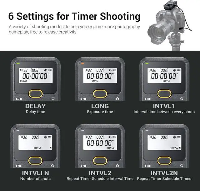 Alt view image 6 of 7 - TR-C1 TR-C3 Remote Shutter Release for , Wireless Shutter Release Intervalometer Compatible for  R7 R6II R5 R RP 1Ds Mark III 5D Mark III 7D 6D 5D 90D 80D 70D 1200D G10 EOS M6 M6II M5