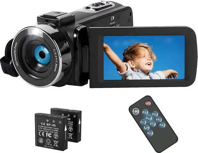 Main image of 2.7K 48MP Video Camera Camcorder with LED Fill Light, 16X Digital Zoom Camera Recorder 3.0" LCD Screen Vlogging Camera for YouTube with Remote Control, 2 Batteries