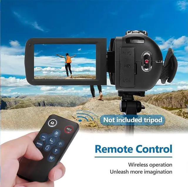 Alt view image 6 of 7 - 2.7K 48MP Video Camera Camcorder with LED Fill Light, 16X Digital Zoom Camera Recorder 3.0" LCD Screen Vlogging Camera for YouTube with Remote Control, 2 Batteries