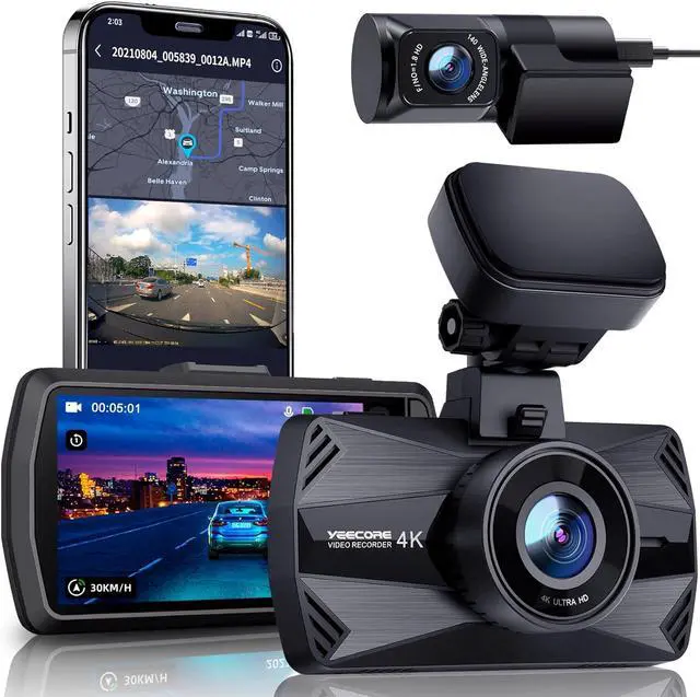 Alt view image 7 of 7 - Dual Dash Cam 5G WiFi GPS, Real 4K+HDR 1080P Dash Cam Front and Rear, 3.3 Inch Eye-Care Screen, Super HDR Night Vision, Parking Mode, Dash Camera for Cars with App, G-Sensor, Support 512GB Max