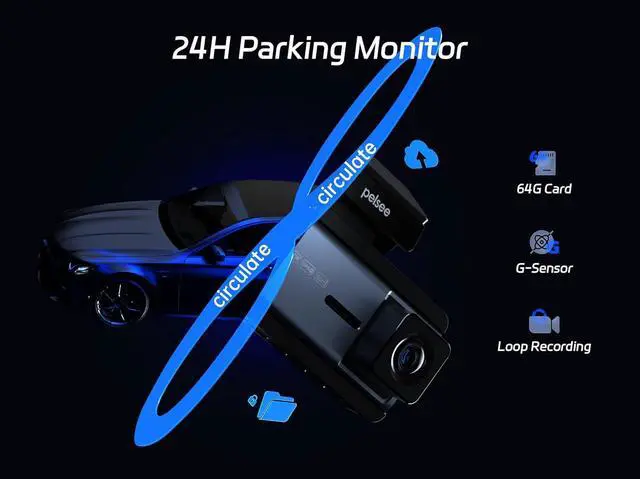 Alt view image 7 of 7 - 4K Dash Cam Front and Rear, 64GB SD Card, 4K+1080P Dual Dash Camera for Cars with Wi-Fi, GPS, ADAS, BSD, 3 IPS Display Car Camera, APP & Voice Control, Night Vision, 24H Parking Mode
