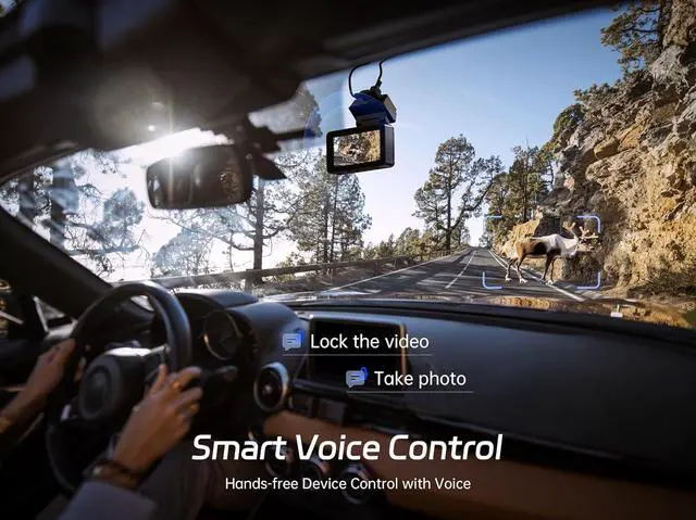 Alt view image 6 of 7 - 4K Dash Cam Front and Rear, 64GB SD Card, 4K+1080P Dual Dash Camera for Cars with Wi-Fi, GPS, ADAS, BSD, 3 IPS Display Car Camera, APP & Voice Control, Night Vision, 24H Parking Mode