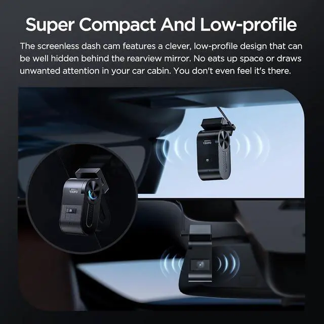 Alt view image 3 of 7 - VS1 Mini Dash Cam, 1440P/2K HDR Dashcam, STARVIS 2 Sensor, Free 32GB SD Card, 5GHz Wi-Fi Voice Control Car Dash Camera with GPS, Night Vision 2.0, 24H Parking Mode, Support 512GB Max