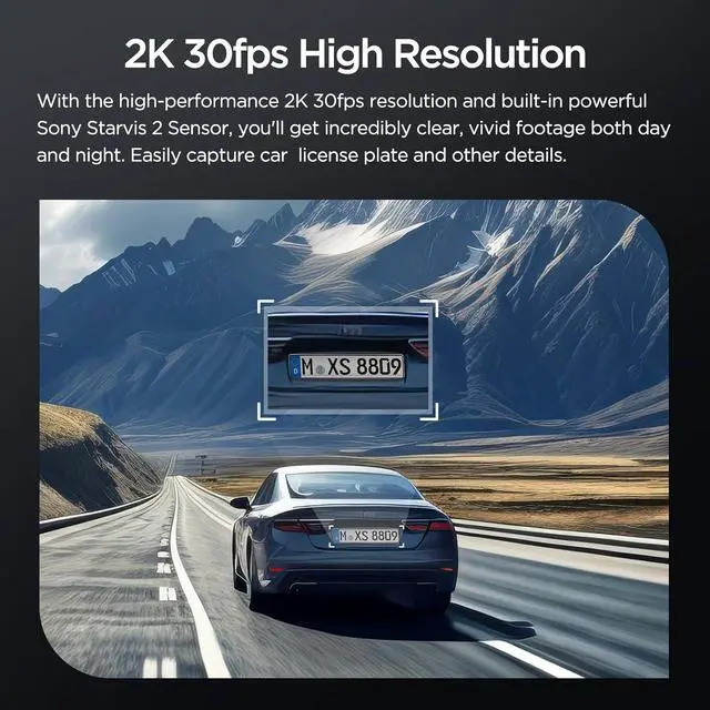 Alt view image 4 of 7 - VS1 Mini Dash Cam, 1440P/2K HDR Dashcam, STARVIS 2 Sensor, Free 32GB SD Card, 5GHz Wi-Fi Voice Control Car Dash Camera with GPS, Night Vision 2.0, 24H Parking Mode, Support 512GB Max