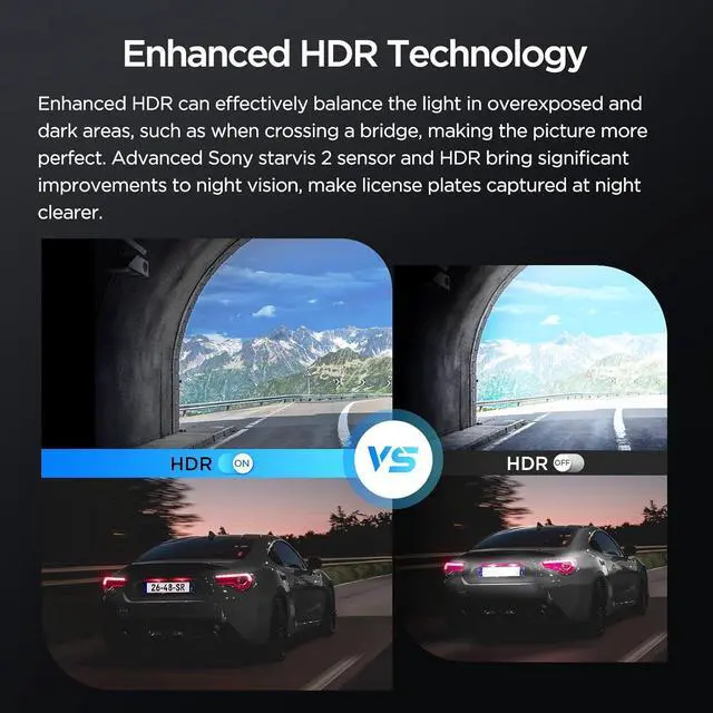 Alt view image 5 of 7 - VS1 Mini Dash Cam, 1440P/2K HDR Dashcam, STARVIS 2 Sensor, Free 32GB SD Card, 5GHz Wi-Fi Voice Control Car Dash Camera with GPS, Night Vision 2.0, 24H Parking Mode, Support 512GB Max