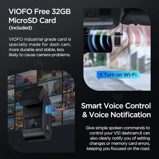 Alt view image 7 of 7 - VS1 Mini Dash Cam, 1440P/2K HDR Dashcam, STARVIS 2 Sensor, Free 32GB SD Card, 5GHz Wi-Fi Voice Control Car Dash Camera with GPS, Night Vision 2.0, 24H Parking Mode, Support 512GB Max