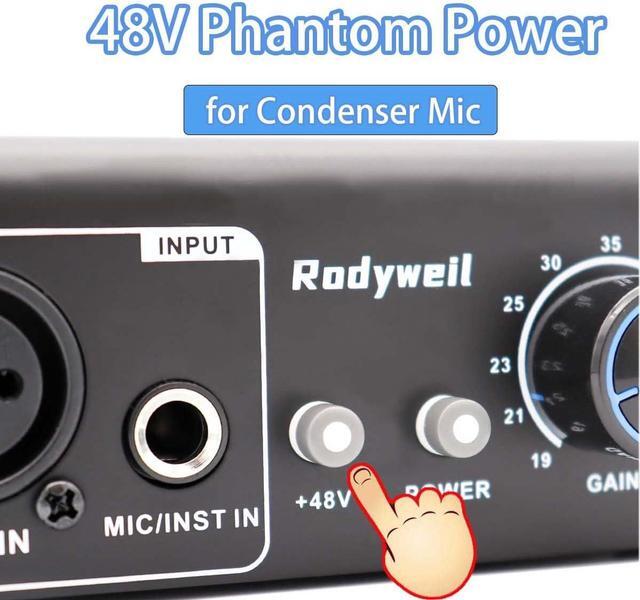 Alt view image 3 of 7 - Microphone Preamp Mic Gain Booster with 2 Input Max 75db Gain 48V Phantom Power for Dynamic and Condenser Mic