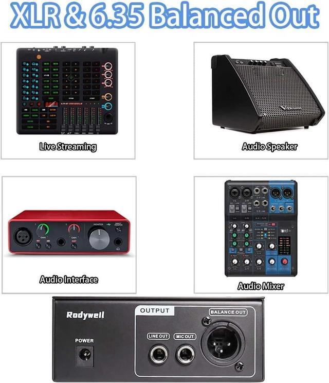 Alt view image 5 of 7 - Microphone Preamp Mic Gain Booster with 2 Input Max 75db Gain 48V Phantom Power for Dynamic and Condenser Mic