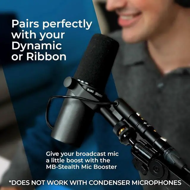 Alt view image 2 of 6 - MB-Stealth in-Line Microphone Preamp, Active Booster for Dynamic and Ribbon Mics - Ultra Low Noise, Enhance and Add Clarity to Your Podcast or Livestream