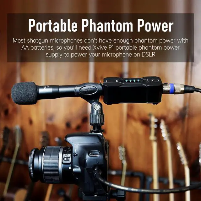 Alt view image 4 of 7 - P1 Phantom Power Supply for Microphone Preamp,Condenser Microphones,Shotgun Mic,with XLR Cable