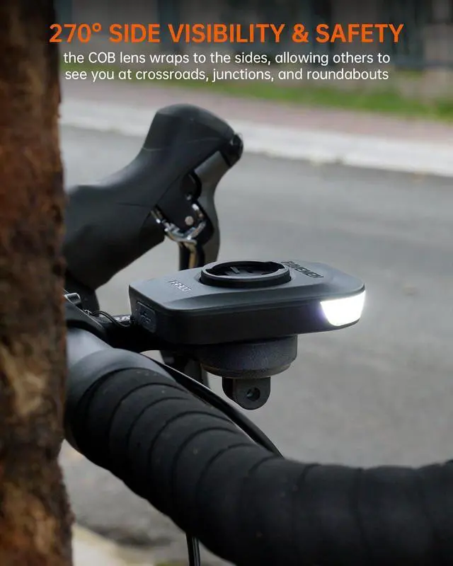 Alt view image 3 of 7 - FR300 Compatible with Garmin/Wahoo Bike Computer, 300 Lumen Warning Flashing 6 Modes Cycling Computer Accessories with Auto On Off, USB C Rechargeable for Road Bike (Patent Protected)