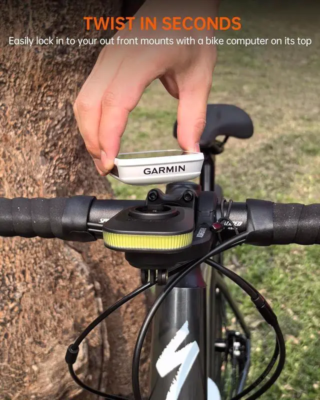 Alt view image 5 of 7 - FR300 Compatible with Garmin/Wahoo Bike Computer, 300 Lumen Warning Flashing 6 Modes Cycling Computer Accessories with Auto On Off, USB C Rechargeable for Road Bike (Patent Protected)