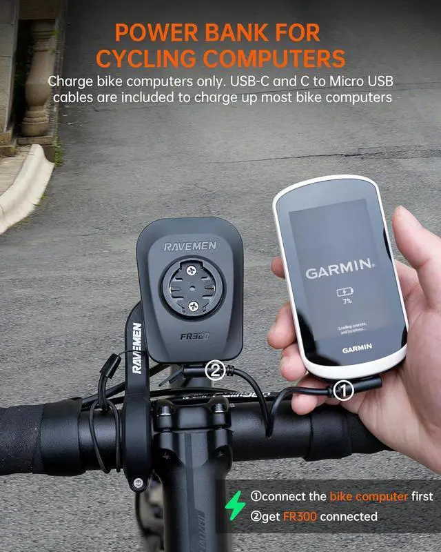 Alt view image 6 of 7 - FR300 Compatible with Garmin/Wahoo Bike Computer, 300 Lumen Warning Flashing 6 Modes Cycling Computer Accessories with Auto On Off, USB C Rechargeable for Road Bike (Patent Protected)