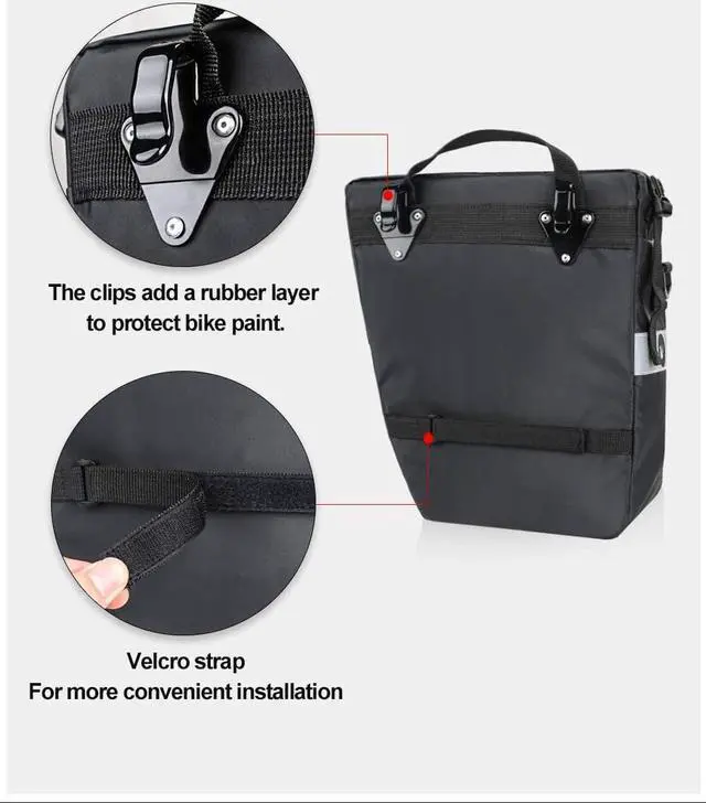 Alt view image 4 of 7 - Bike Bag Bike Pannier Bag Set, for Bicycle Cargo Rack Saddle Bag Shoulder Bag Laptop Pannier Rack Bicycle Bag Professional Cycling Accessories 3 in 1-Green