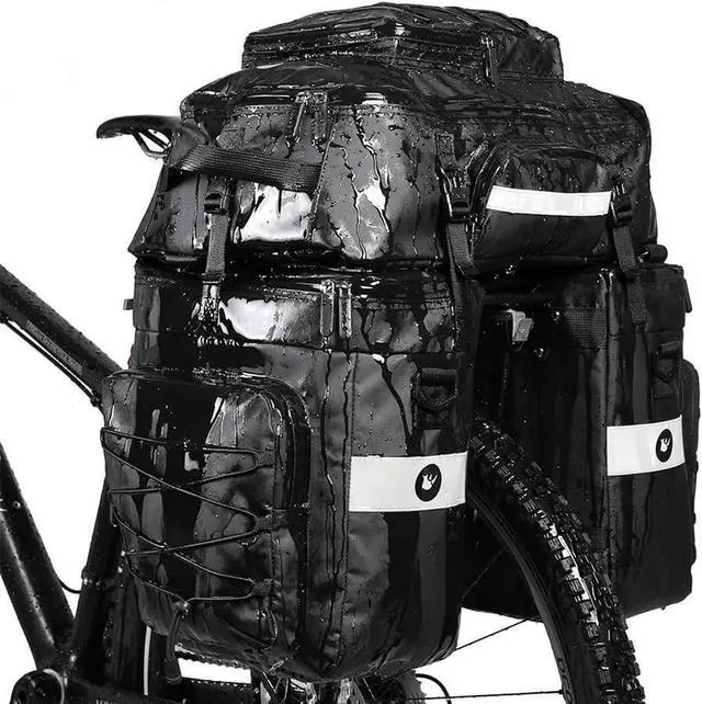Alt view image 7 of 7 - Bike Bag Bike Pannier Bag Set, for Bicycle Cargo Rack Saddle Bag Shoulder Bag Laptop Pannier Rack Bicycle Bag Professional Cycling Accessories 3 in 1-Green